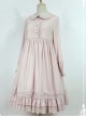 White Apron Dress Lotus Leaf Edge Pastoral Style Lolita Long Sleeve Dress