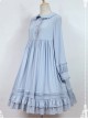 White Apron Dress Lotus Leaf Edge Pastoral Style Lolita Long Sleeve Dress