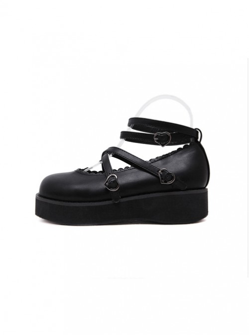 Soft Sister Black Doll Shoes Round-toe Student Cute Platform Shoes