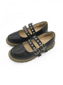 Mori Girl Black Hasp Student Cute Retro Round-toe Doll Shoes