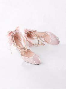 Pink Preorder Ankle Beads Straps High Heel Shoe