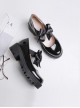 Black Bowknot Thick High Heels Doll Leather Shoes