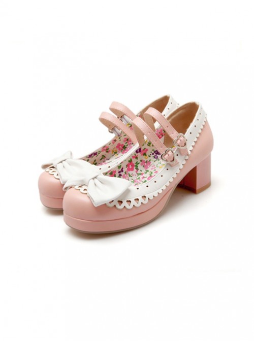 Pink High-heeled Bowknot Princess Shoes