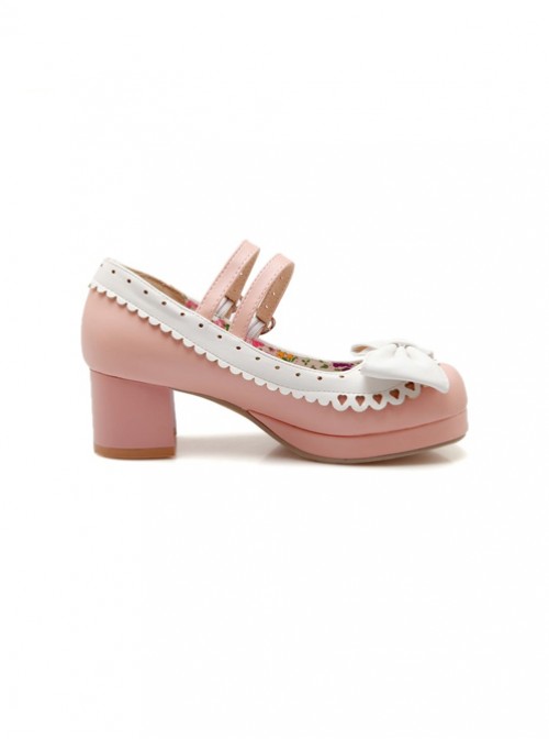 Pink High-heeled Bowknot Princess Shoes