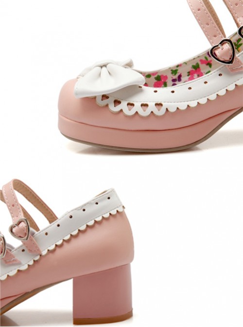 Pink High-heeled Bowknot Princess Shoes