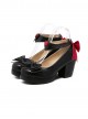 Black Soft Sister Bowknot Princess Cute Lolita High Heel Shoes