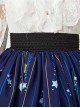 Sweet Dark Blue Stars & Moons Printed Lolita Pleated Skirt