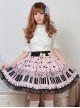 Sweet Pink Piano Keyboard Prints Lolita Pleated Skirt