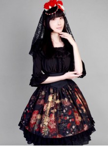 Neverland Lolita,The Maiden in the Garden, High Waist Fishbone Lolita Skirt