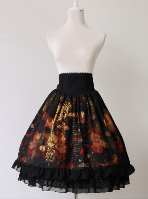 Neverland Lolita,The Maiden in the Garden, High Waist Fishbone Lolita Skirt