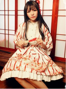 Hyakki Yakō Nine-tailed Fox, Gothic Lolita Printed Haori + Skirt