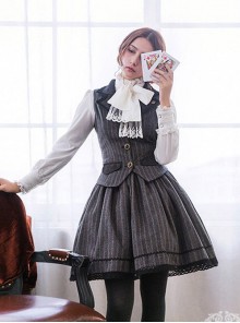 Miss Point Vintage School Stripes Lolita Vest and Skirt Set