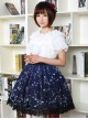 Sweet Dark Blue Constellation Printed Lolita Pleated Skirt