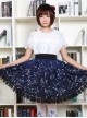 Sweet Dark Blue Constellation Printed Lolita Pleated Skirt