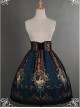 Dark Blue Vintage High Waist Lace Printed Lolita Skirt