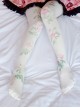 Mori Girl Milky White Rose Printing Pantyhose Student Socks