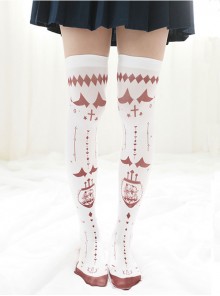 Japanese Personality Little Devil Punk Style White Velvet Stockings Socks