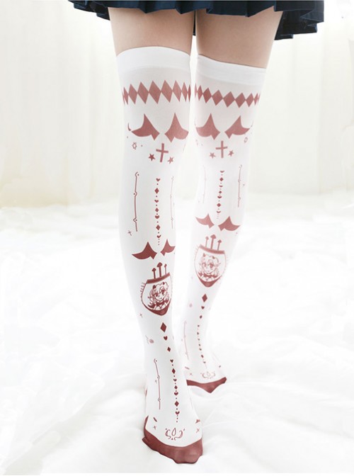 Japanese Personality Little Devil Punk Style White Velvet Stockings Socks