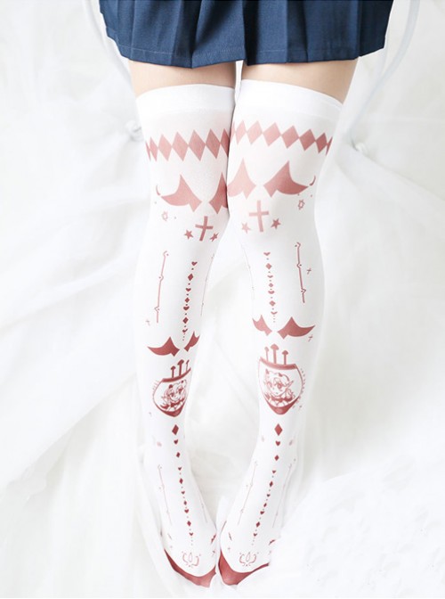 Japanese Personality Little Devil Punk Style White Velvet Stockings Socks