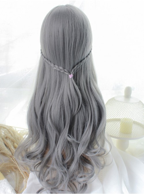 Lolita Wig Female Granny Grey Long Curly Hair Big Wave Set