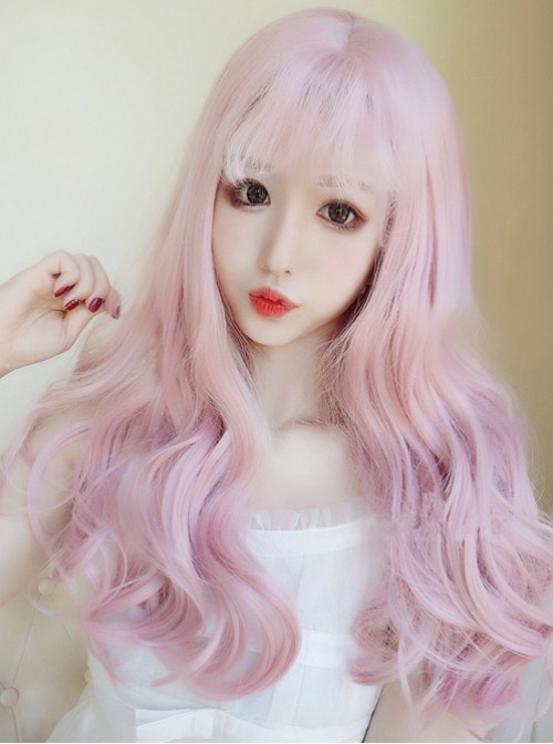 Pink Gradient Lolita Lovely Long Curly Hair Wig