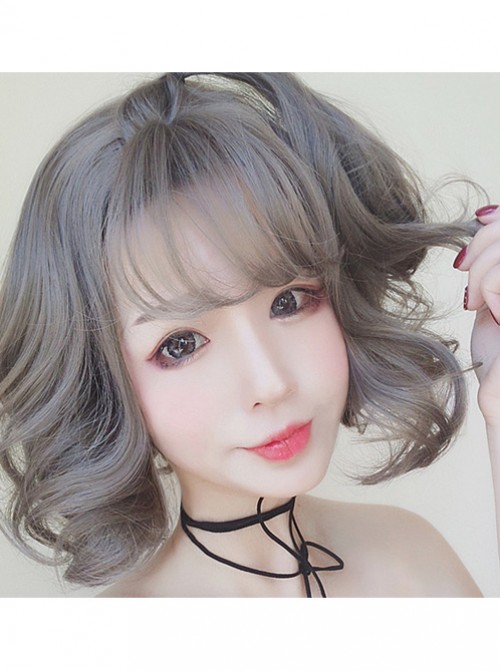 Lolita Grey Soft Sister Short Egg Roll Wig