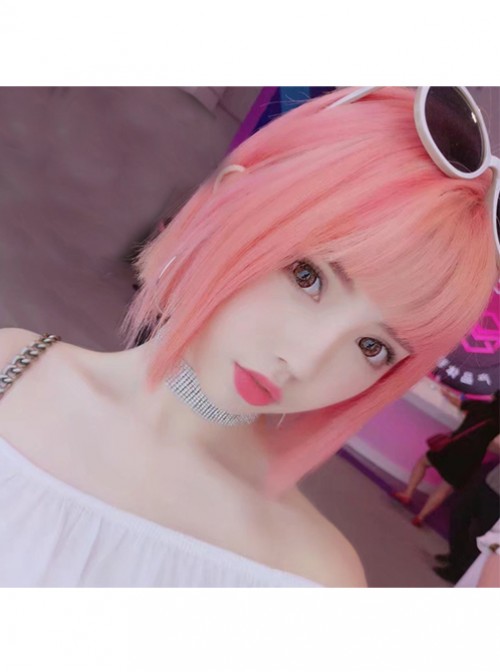 Cyber Reds Light Pink Bobo Hair Cosplay