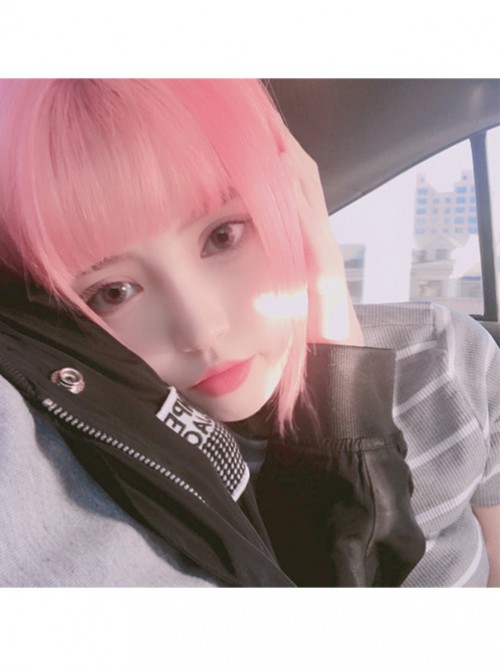 Cyber Reds Light Pink Bobo Hair Cosplay