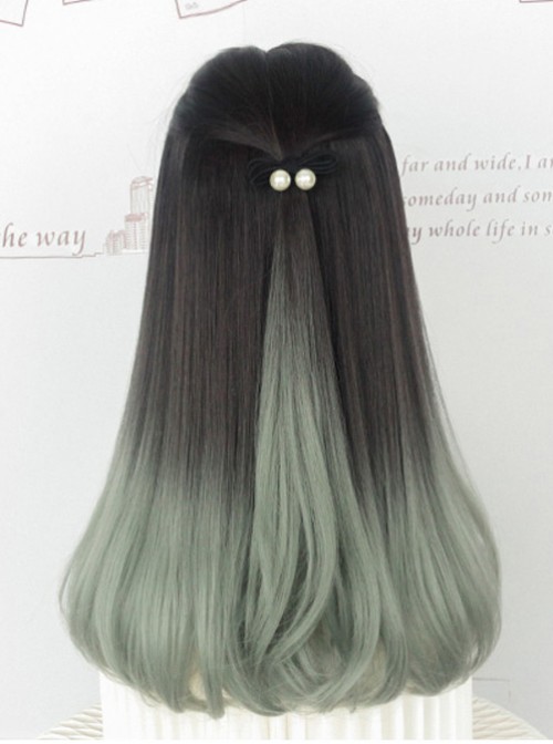 Inner Buckle Gradient Color Long Wig Wavy Bouncy