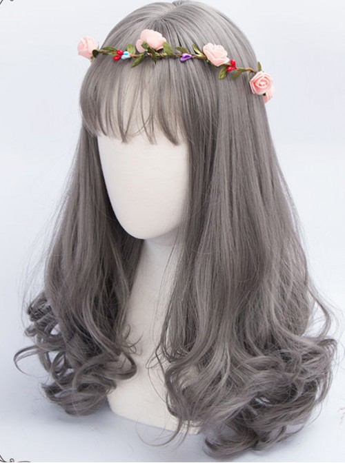 Granny Grey Long Hair Air Bangs Day-to-day Lolita 