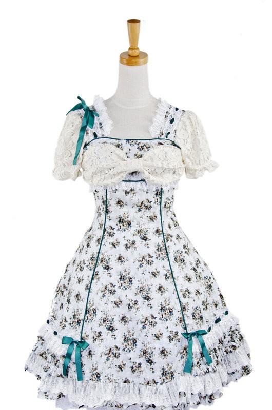 Blue Spinning Printing Cotton Women's Lolita Dress