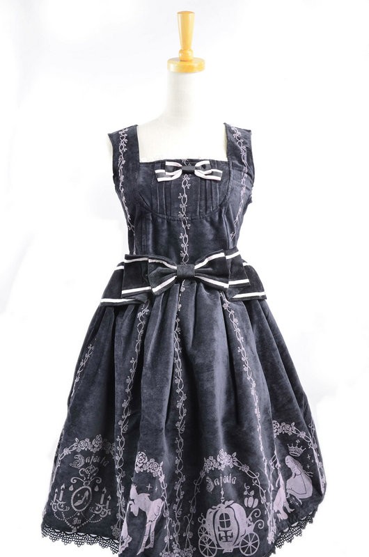 Classic Cinderella Black Cotton And Satin Womens Lolita Dress
