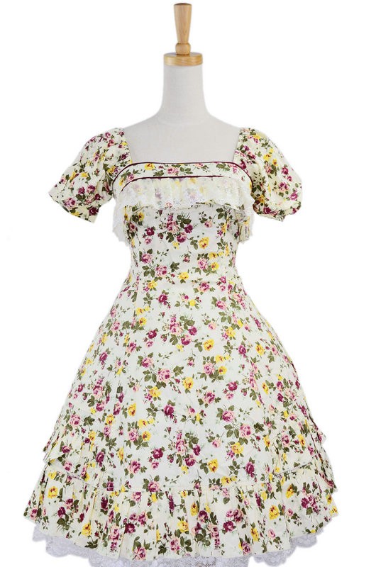 Short Sleeves Lovely 100% Cotton Lolita Dress