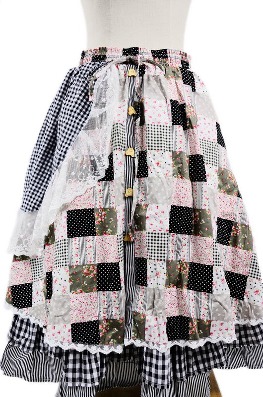 Beautiful Floral Double-Layer Terylene Lace Trim Lolita Skirt