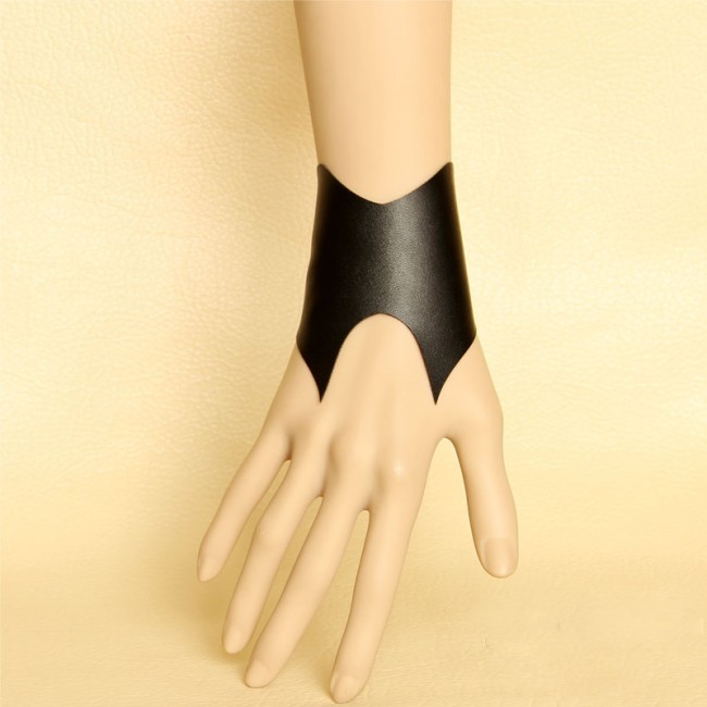 Handmade Black Concise Leather Lolita Wrist Strap