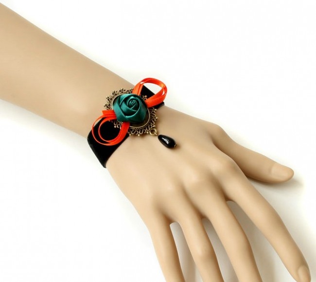 Beautiful Rose Bead Pendant Girls Lolita Wrist Strap