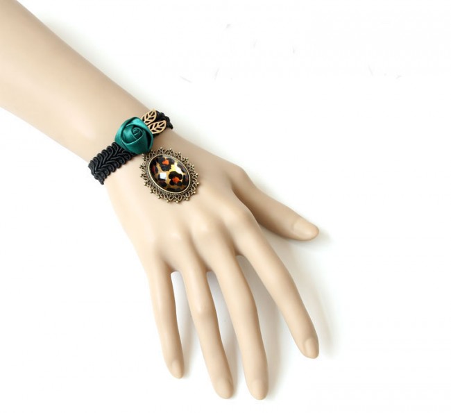 Retro Rose Lady Leopard Print Handmade Lolita Wrist Strap