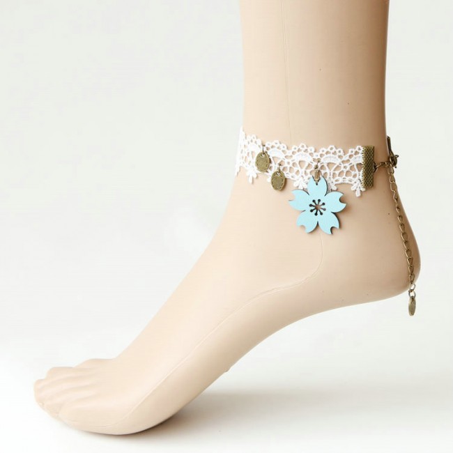 Elegant White Lace Girls Lolita Ankle Belt
