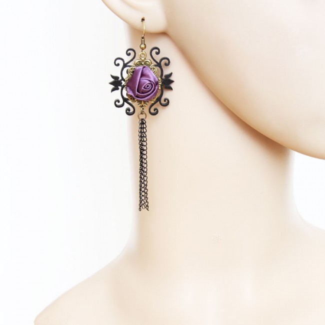 Retro Rose Handmade Girls Lolita Earrings