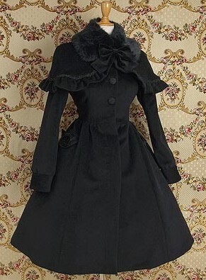 Gothic Black Wool Cape Lolita Coat