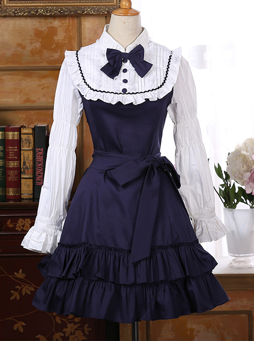 Classic Cotton Long Sleeves Ruffle Lolita Dress