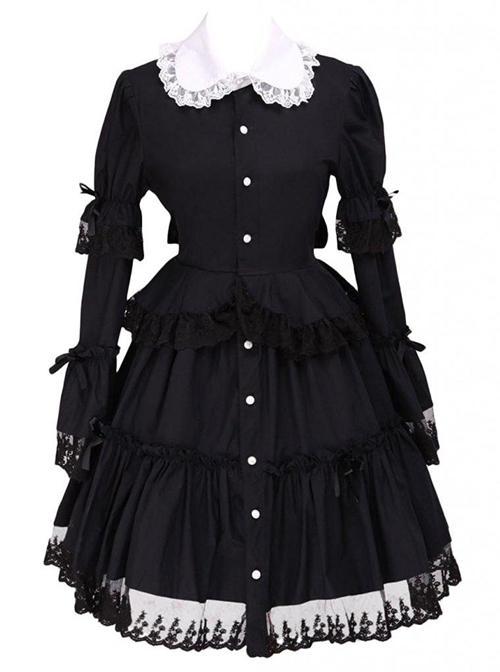 Black Dream Sleeveless Ruffle Gothic Lolita Strap Dress