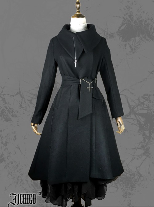 Cold Winter Black Gothic Lolita Womens Woolen Coat