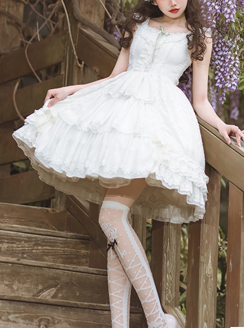 Perfect White Black Flowers Lovely Lolita Dress ON816