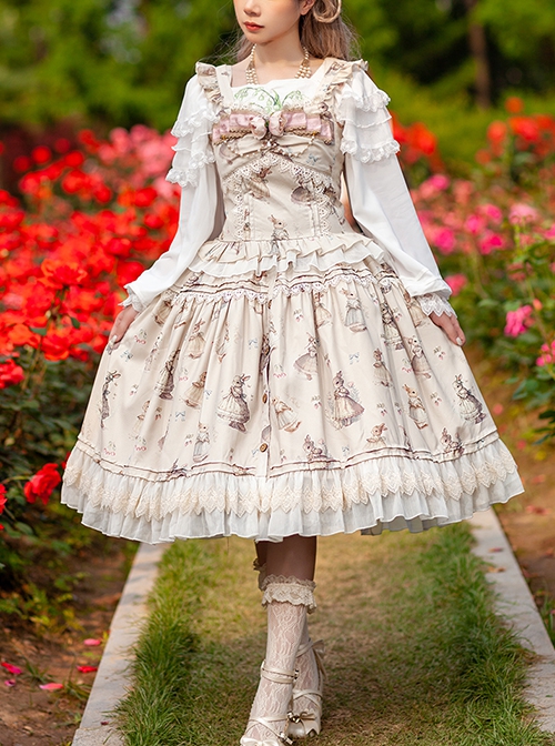 Miss Rabbit Dance Song Series Small Flying Sleeve Rabbit Printed Top ...