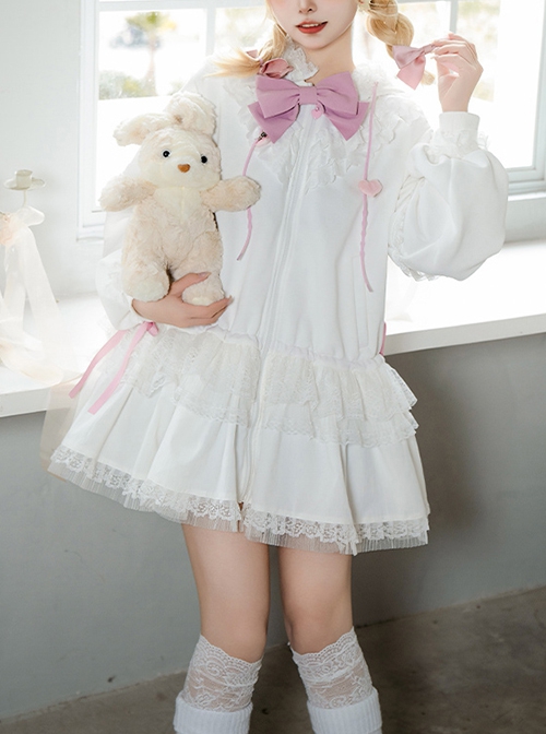 Lolita Bunny Coat Pompom Bow