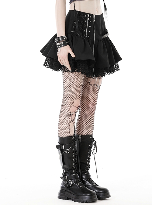Punk Style Leather Cross Strap Asymmetrical Statement Metal