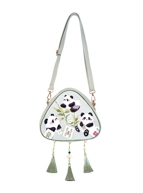 New Chinese Style Embroidered Bamboo Knot Panda Handheld Crossbody Bag