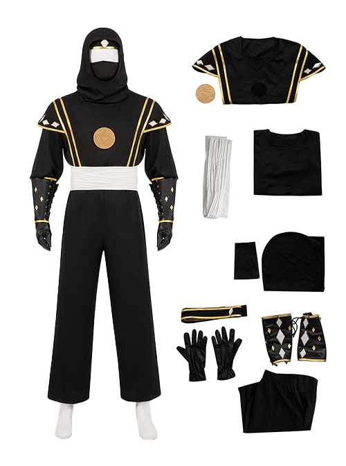 Movie Mighty Morphin Power Rangers Halloween Cosplay Black Ranger ...