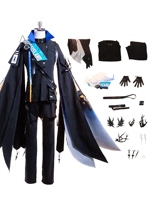 Game Arknights Yan Cosplay Costume Green Coat White Top main image 1
